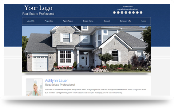 Real Estate Backsplash-Blue Website Template Design Preview - Click to View