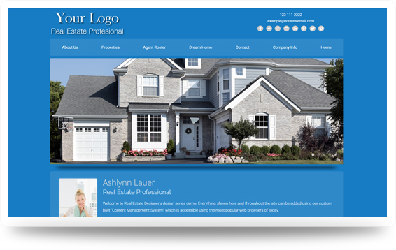 Real Estate Clean-Blue Website Template Design Preview - Click to View