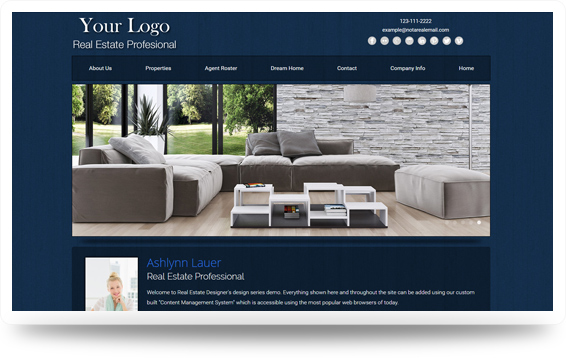 Real Estate Refined-Blue Website Template Design Preview - Click to View