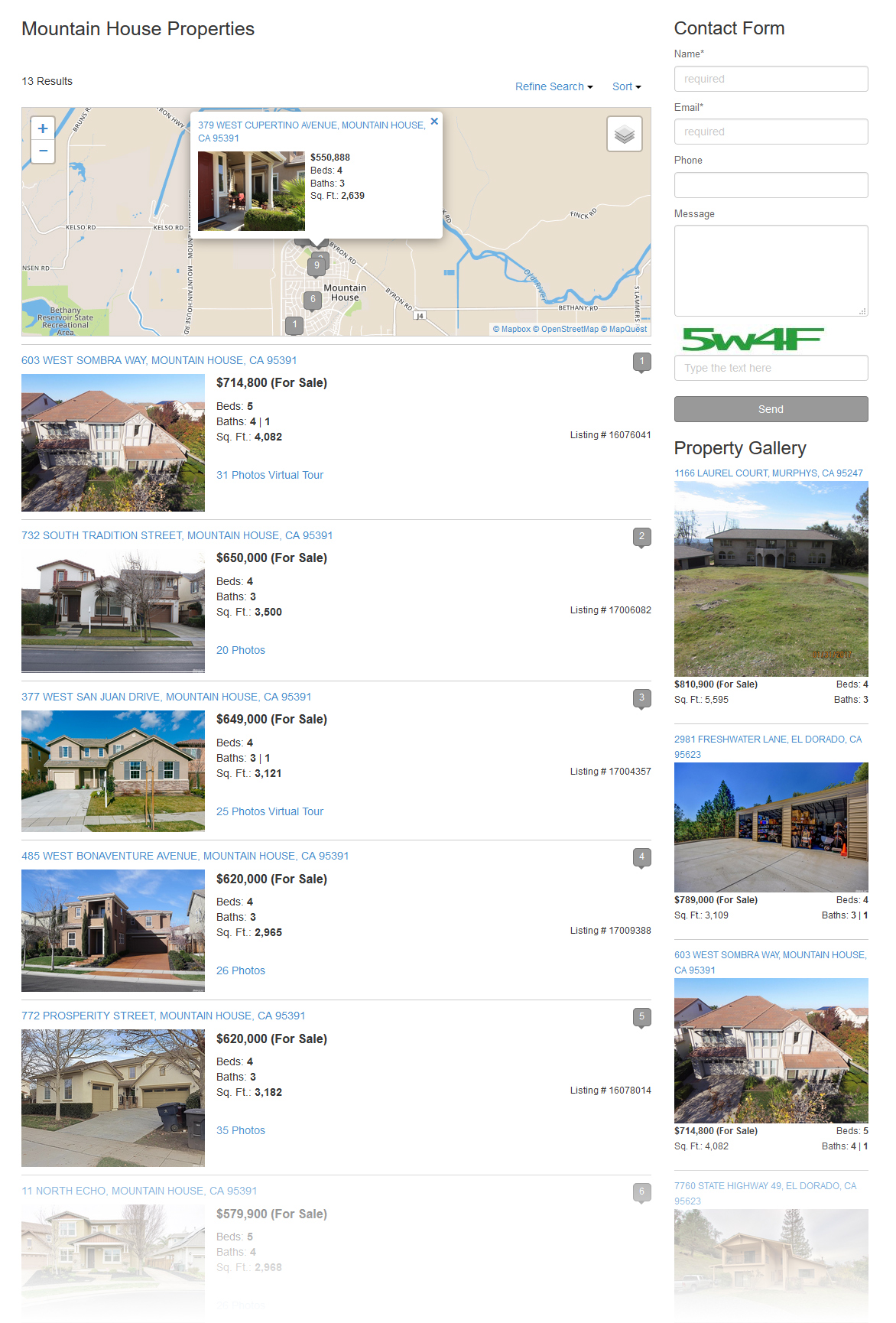 IDX Property Listing Results