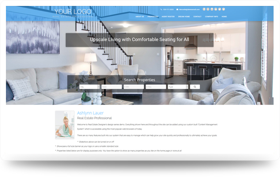 Real Estate Exclusive-Blue Website Template Design Preview - Click to View